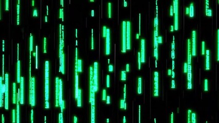 Abstract digital rain in green tones, a visual representation of data streams or coding process - Powered by Adobe