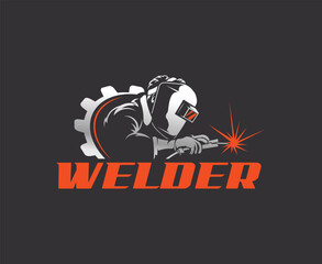 Industrial Welder with Gear Logo - Metal Fabrication & Engineering
