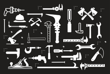 silhouette tools vector icon set