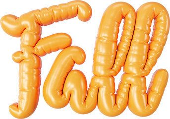 Orange 3D inflatable plastic Fall Autumn lettering sticker in a trendy balloon style. Marketing typography graphic isolated clipart
