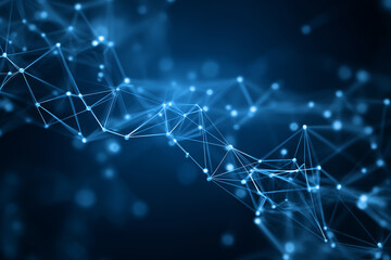 A digital network of interconnected nodes on a blue gradient background symbolizes the complexity and connectivity of data science, AI, and machine learning concepts.
