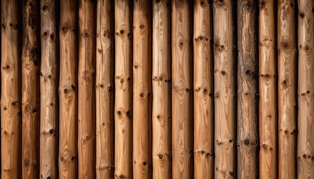 Wooden log wall, natural tones
