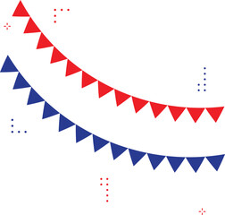 Obraz premium Festive flag garlands triangle buntings isolated on white background for carnival birthday circus aesthetics packaging design greeting cards