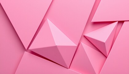 Obraz premium a close up view of three dimensional geometric shapes, predominantly pink with some red and white accents, arranged in an abstract pattern