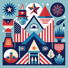 Fototapeta premium USA patriotic Independence Day celebration with flag, stars, and stripes, a national symbol of freedom