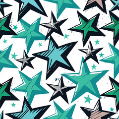 Obraz premium Seamless pattern with colorful stars vector illustration for celebration and holiday design