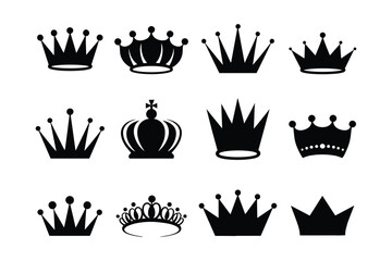 Royal Crown Vector Silhouette Icon Pack Vector Illustration