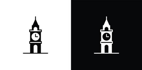 Big Ben Silhouette Tower on Transparent Icon for Landmarks and Travel Design