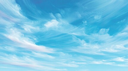 Blue Sky with Wispy White Clouds Serene and Peaceful Atmosphere Cloudscape