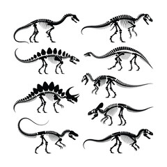 Dinosaur Skeleton Vector Illustration Pack Vector Illustration