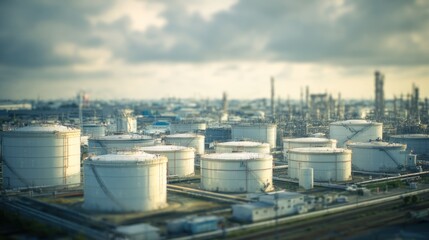 Obraz premium Industrial storage tanks facility aerial view