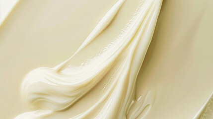 Close-up of smooth, creamy white or light-colored liquid with soft, undulating textures, perfect for cosmetic, or abstract backgrounds. AI generated