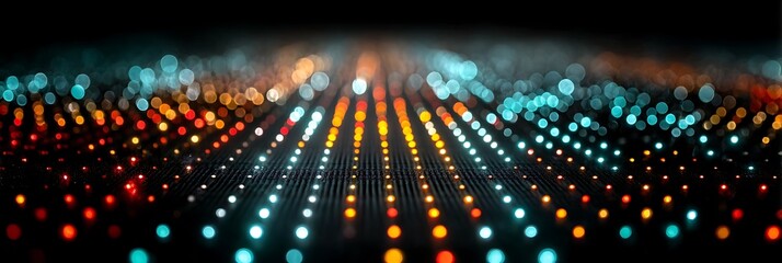 Abstract Colourful L E D Lights Dance Floor Dark Background Illuminated Bright Orange Red Blue Teal Glowing Bokeh Pattern Texture