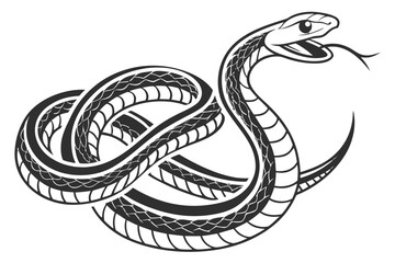 Fototapeta premium Stylized snake coiled in a pattern, isolated on white background