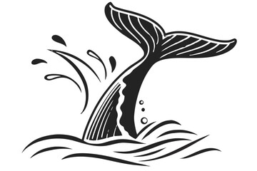 Obraz premium Whale tail splashing in the ocean waves