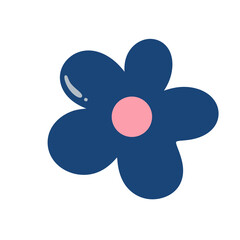 Cute Simple Dark Blue Flower Illustration