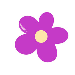 Cute Simple Purple Yellow Flower Illustration