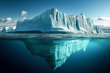 The beauty of a floating iceberg in icy waters.