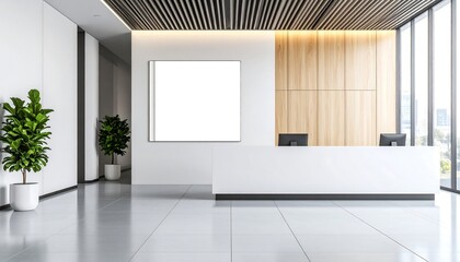 Modern office lobby with reception desk