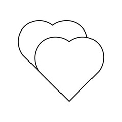 Overlapping Hearts Icon, Vector Symbol of Love, Affection, and Emotional Connection