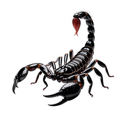 Realistic Black Scorpion Illustration on Transparent Background


