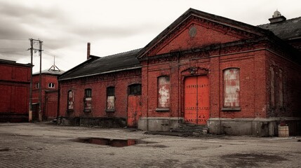 Fototapeta premium Old red brick industrial building