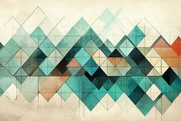 This artwork combines abstract design with a colorful mosaic theme.