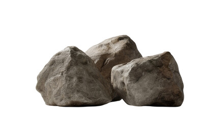 Three Natural Sedimentary Rocks Isolated on transparent Background