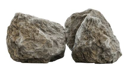 Three Natural Sedimentary Rocks Isolated on transparent Background