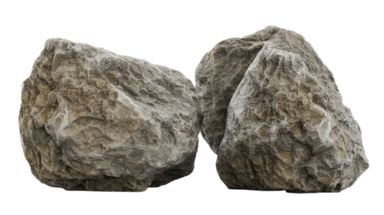 Three Natural Sedimentary Rocks Isolated on transparent Background