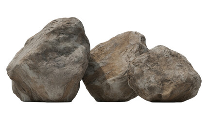 Three Natural Sedimentary Rocks Isolated on transparent Background