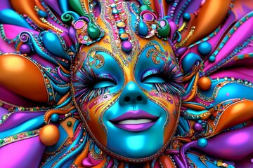 Fototapeta premium A vibrant carnival mask, adorned with intricate designs.