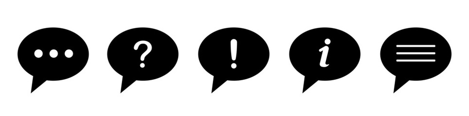 Comment icon speech bubble symbol. Speech bubble collection . Cloud speech bubbles collection. Black speech bubble . Vector illustration