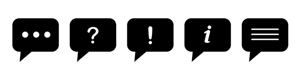 Comment icon speech bubble symbol. Speech bubble collection . Cloud speech bubbles collection. Black speech bubble . Vector illustration