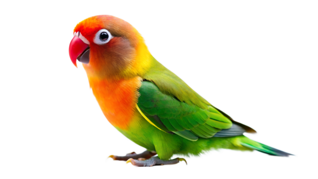 Colorful Peach Faced Lovebird Parrot Isolated on Transparent Background - Powered by Adobe