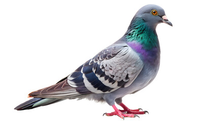 Fototapeta premium Detailed Pigeon Standing Profile View on Transparent Background