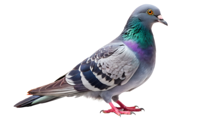 Detailed Pigeon Standing Profile View on Transparent Background