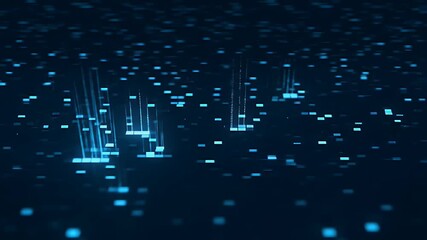 Abstract dark blue background with glowing blue squares and lines