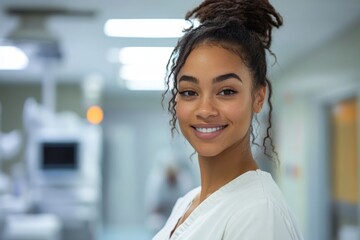 Portrait of a young nurse in a surgical department, providing professional healthcare services with compassion and skill, Generative AI