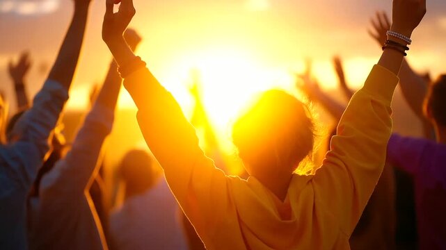 A joyful group celebrating happiness in soft light