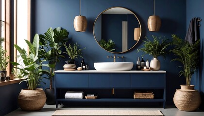 Modern Blue Bathroom Interior Design.