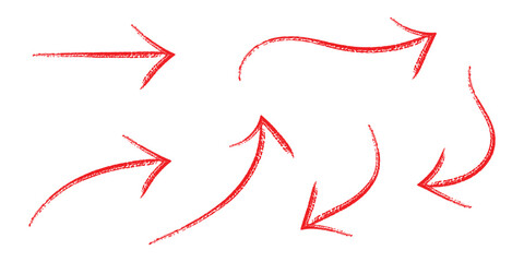 Hand drawn red arrows icon collection