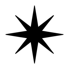 Obraz premium Geometric eight pointed star illustration with black fill and white background