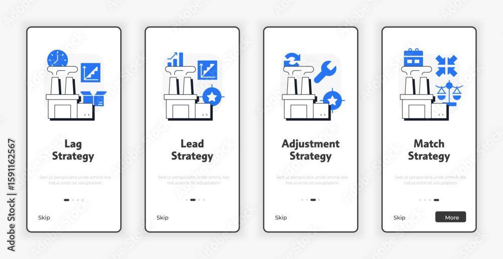 Canvas Prints capacity management strategies mobile onboarding screen. productivity improvement ux ui illustration