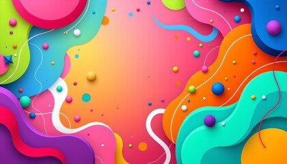 an abstract illustration with vibrant colors, composed of flowing, wavy shapes in hues of pink, purple, green, blue, and orange
