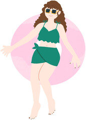 튜브 위에 누워 있는 여성 여름휴가