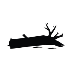 Stylized silhouette of a fallen tree trunk lying on the ground in a natural setting