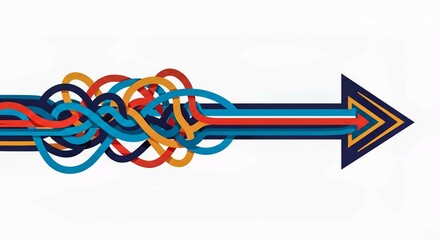 abstract background with colorful lines, Arrows merger. Abstract diversity arrow merge, unity partnership teamwork company consolidate collaboration concept, business partner alliance together path mi