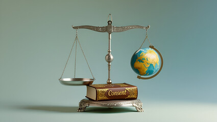 delicate balance scale floats in the mid ai genrative