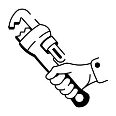 A hand drawn style icon depicting pipe wrench
